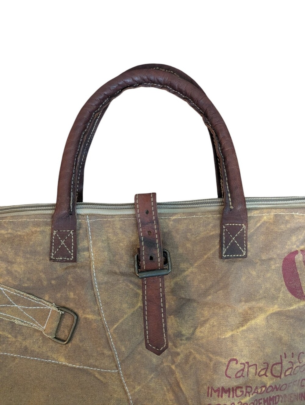 The Barrel Shack Waxed Canvas Travel Portfolio Tote Bag NWOT - Picture 3 of 6